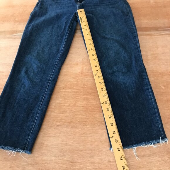 L'agence Sada High Rise Cropped Slim Jeans Women 29 Blue Raw Hem Dark Wash - Picture 8 of 13